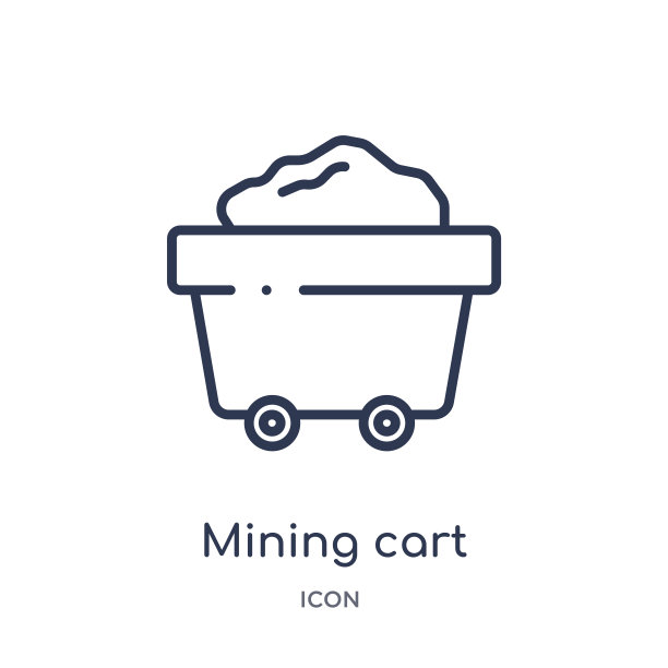 线性采矿车图标从业务大纲集合。细线采矿车图标孤立在白色背景。矿车潮流插画图片下载