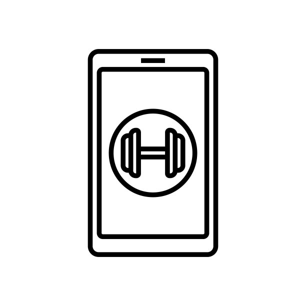 锻炼训练跟踪移动应用程序图标。健身健身运动智能手机应用。简单的单线矢量图形。图片下载
