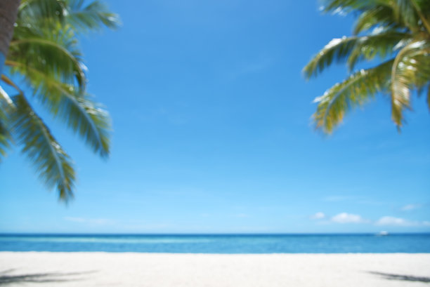 夏季热带海滩模糊抽象背景图片下载