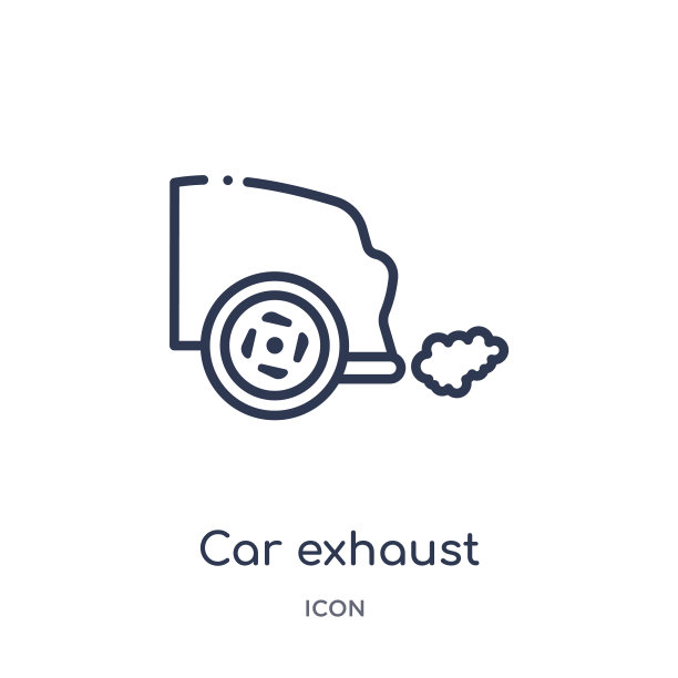 线性汽车排气图标从汽车零件轮廓集合。细线汽车排气矢量隔离在白色背景上。汽车排气潮流插画图片下载