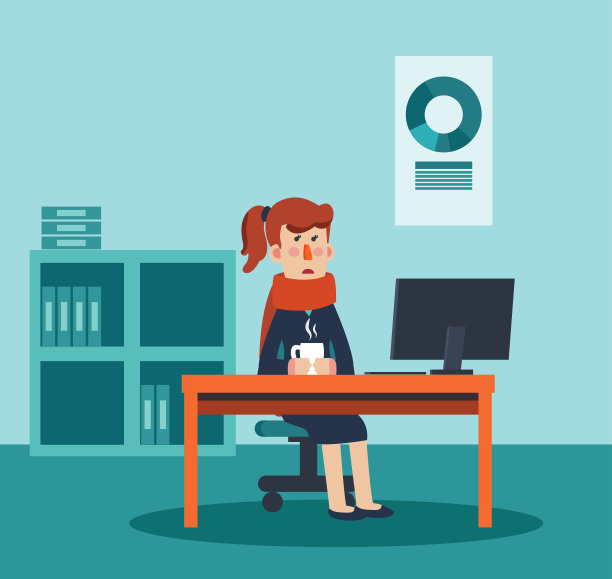 受感冒折磨的伤心女商人图片下载