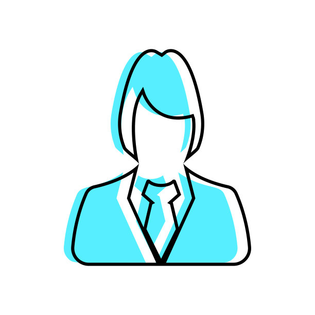 商业女性线性填充图标-矢量。商业女孩头像头像图片线艺术彩色图标图片下载