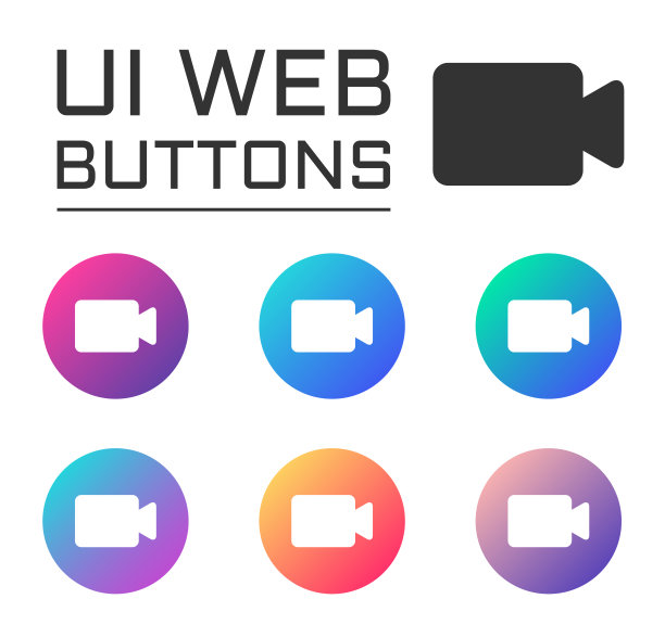 摄像头账号UI web按钮。ui元素。视频摄像机矢量图标时髦的渐变为网页，移动和用户界面设计图片下载