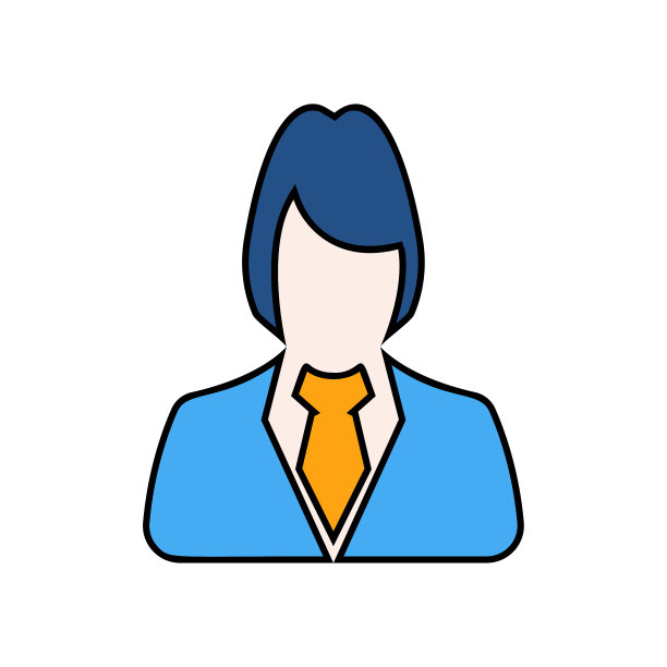 商业女性线性填充图标-矢量。商业女孩头像头像图片线艺术彩色图标图片下载