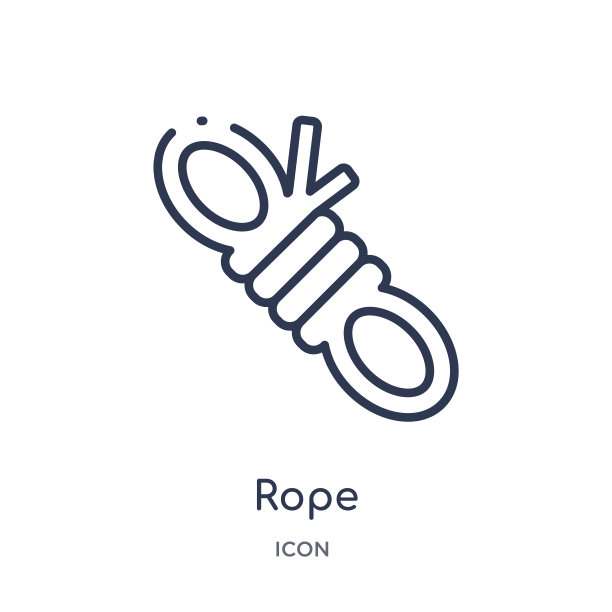 线性绳索图标从露营轮廓集合。细线绳矢量隔离在白色背景上。绳索潮流插画图片下载