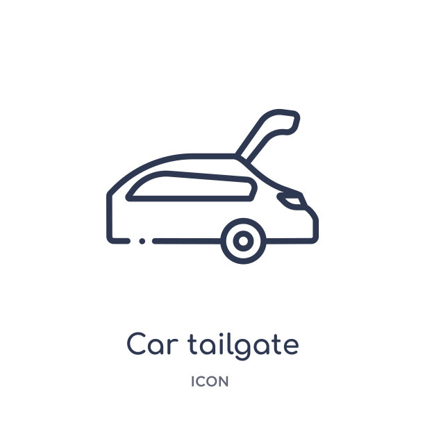 线性汽车后挡板图标从汽车零件轮廓收集。细线汽车后挡板矢量孤立的白色背景。汽车后挡板时尚插图图片下载