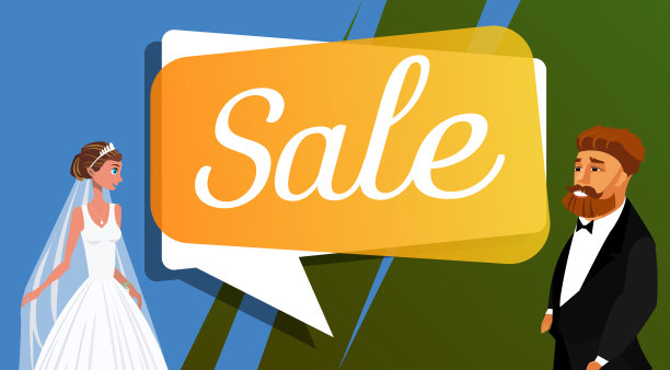 婚礼沙龙，商店销售矢量旗帜模板图片下载