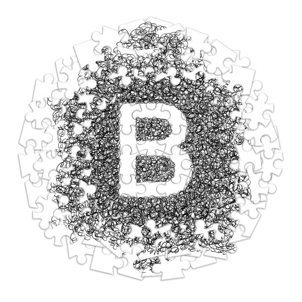 字母B.手绘字体与图形笔在白色的背景在拼图形状图片下载