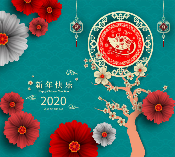 2019年猪年新春快乐剪纸风格。汉字意味着新年快乐，富有，生肖标志的问候卡，传单，邀请，海报，小册子，横幅，日历。素材图片