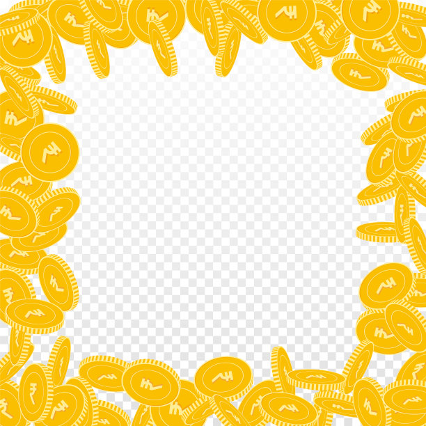 印度卢比硬币下落。散落的大卢比硬币图片下载