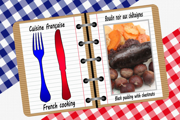 黑布丁配红薯切片法国熟食店图片下载