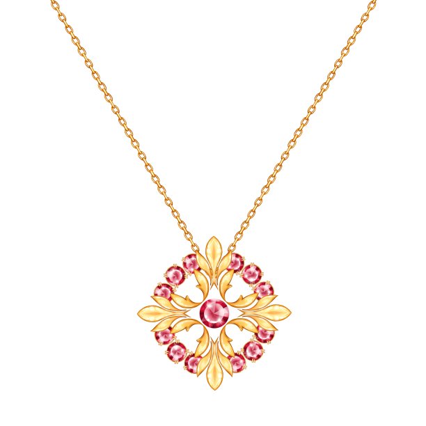 金项链，带圆形吊坠。珠宝设计。图片下载