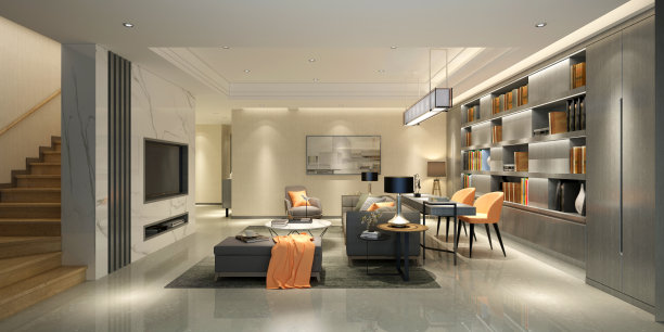 客厅的3D渲染图片下载