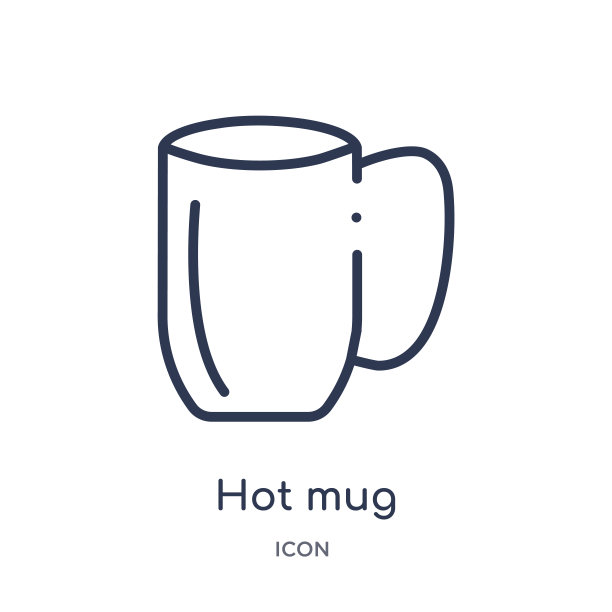 线性热马克杯图标从小酒馆和餐厅轮廓收集。细线热杯矢量孤立在白色背景。热杯时尚插画图片下载