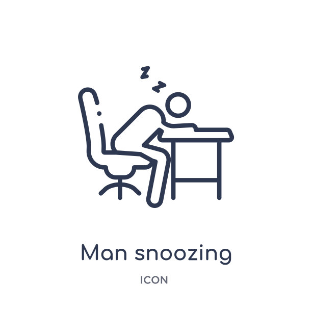 从行为大纲集合线性人打盹图标。在白色背景上打盹的瘦线人。男人打盹时髦的插图图片下载