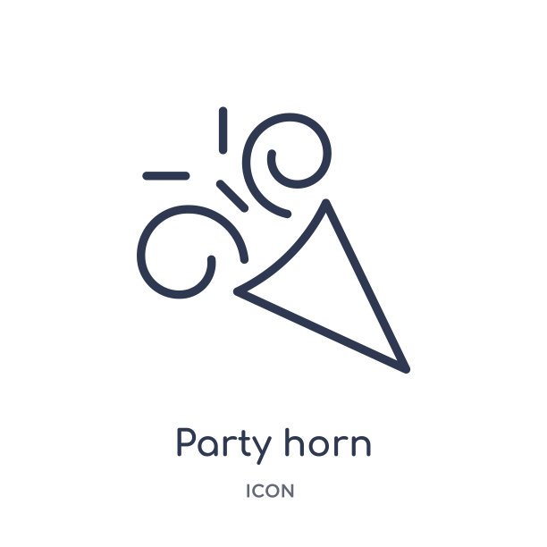 线性派对喇叭图标从生日聚会大纲收集。细线方喇叭矢量孤立在白色背景上。派对喇叭潮流插画图片下载