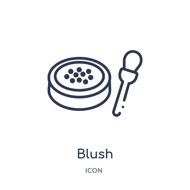 线性腮红图标从美丽轮廓集合。细线腮红矢量隔离在白色背景上。腮红潮流插画图片下载