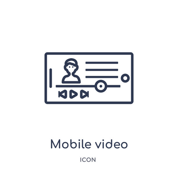 线性移动视频图标从博主和影响者大纲集合。细线移动视频矢量隔离在白色背景上。手机视频潮流插画图片下载