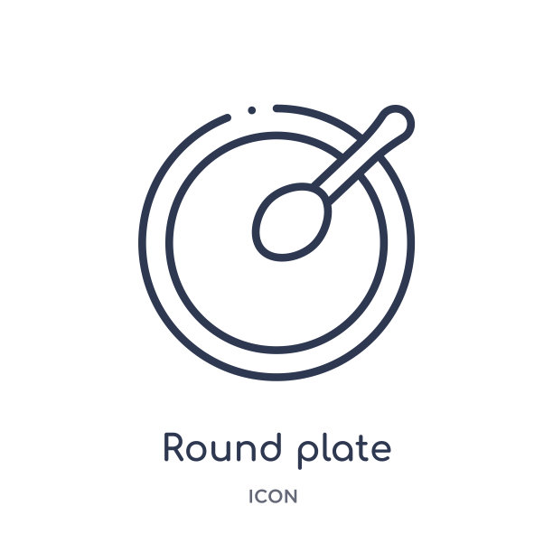 线性圆形盘子图标从小酒馆和餐厅轮廓收集。细线圆板矢量孤立在白色背景。圆板时尚插画图片下载