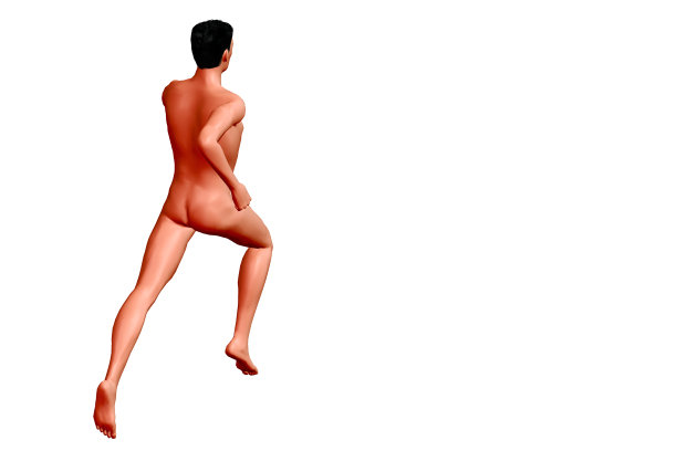 男人从后面跑，3D插图孤立在白色图片下载