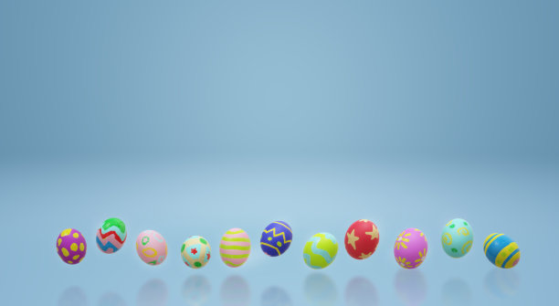 复活节彩蛋3d渲染假期内容。图片下载