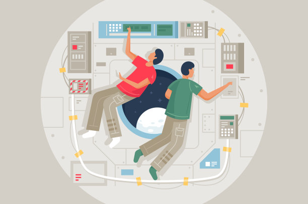 平的工作日空间站和宇航员。图片下载