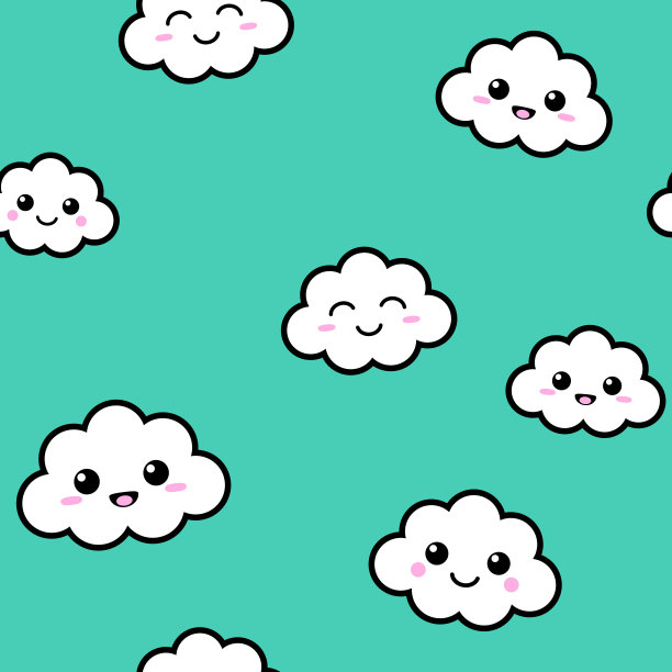 无缝图案可爱的云倾斜图片下载