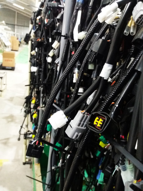 汽车、汽车工业和制造用彩色线束和塑料连接器图片下载