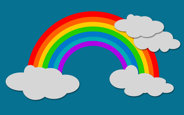 彩色彩虹与云孤立图片下载