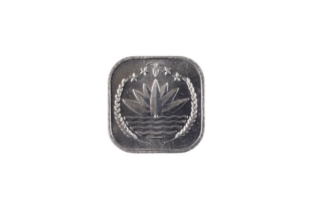 孟加拉五派萨方形硬币孤立在白色的背景图片下载