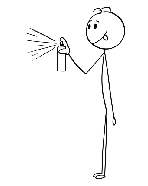 卡通的人使用气溶胶或喷雾罐图片下载