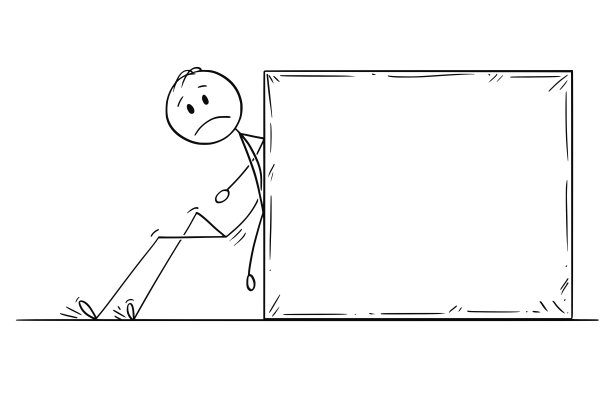 卡通的人或商人推沉重的石头或岩石图片下载