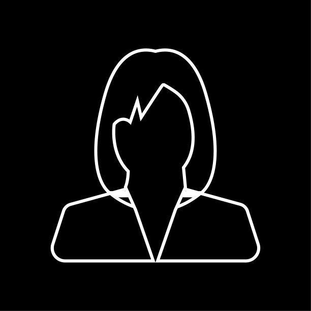 商业女性线条艺术图标白矢量。商业女孩头像头像图片线艺术图标图片下载