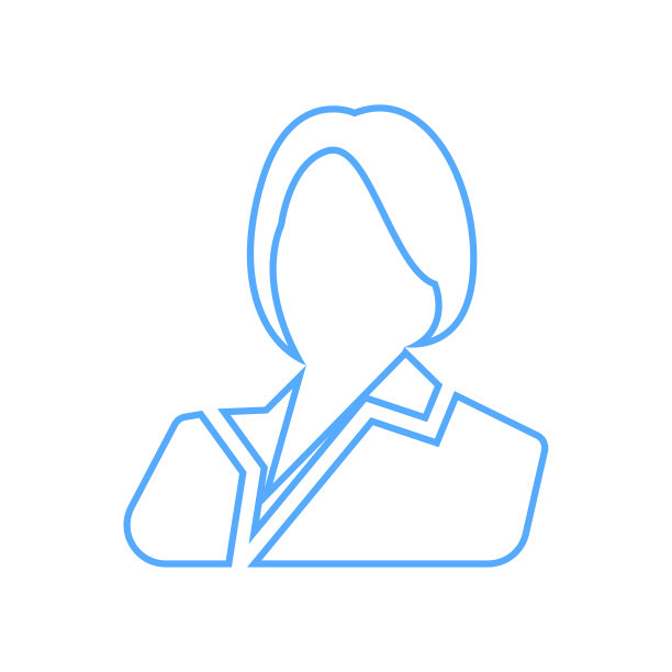 商业女性线条艺术图标蓝色矢量。商业女孩头像头像图片线艺术图标图片下载