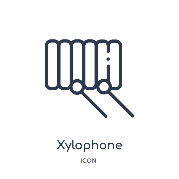 线性木琴图标从巴西轮廓收集。细线木琴矢量隔离在白色背景上。木琴流行插图图片下载