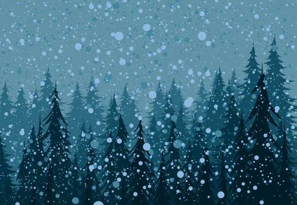 森林里下雪了。图片下载