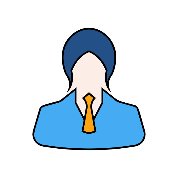 商业女性线性填充图标-矢量。商业女孩头像头像图片线艺术彩色图标图片下载