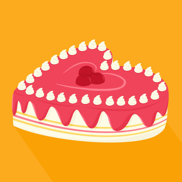 奶油樱桃心型蛋糕图片下载