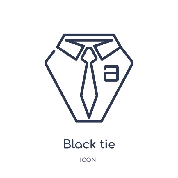 线性黑领结图标从业务大纲收集。细线黑色领带图标孤立在白色背景。黑领结潮流插画图片下载