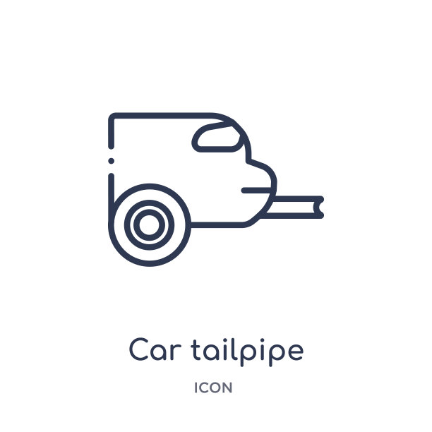 线性汽车排气管图标从汽车零件轮廓集合。细线汽车排气管矢量隔离在白色背景上。汽车排气管潮流插图图片下载