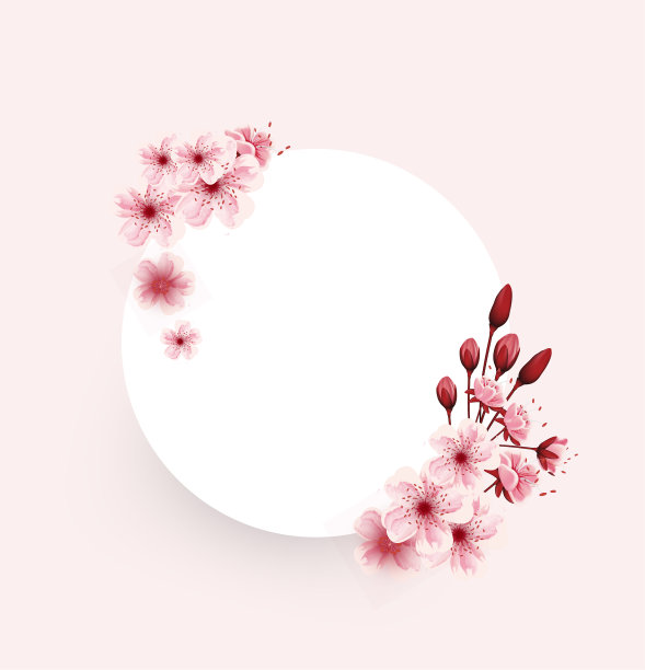 樱花花插图孤立在粉红色的背景，可爱的贺卡，矢量，横幅，元素，邀请，宣传册，海报图片下载