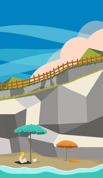 在海滩上玩一天图片下载