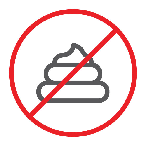 无大便线图标、禁止和禁止、宠物不行走标志、矢量图形、白色背景上的线性图案。图片下载