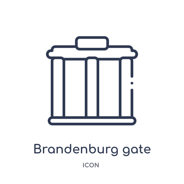 线性勃兰登堡门图标从建筑物轮廓收集。在白色背景上孤立的细线勃兰登堡门向量。勃兰登堡门时尚插画图片下载