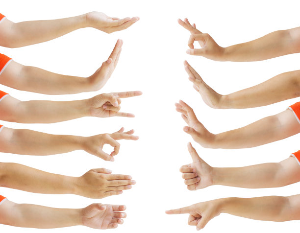 收集女性的手势孤立在白色背景。图片下载