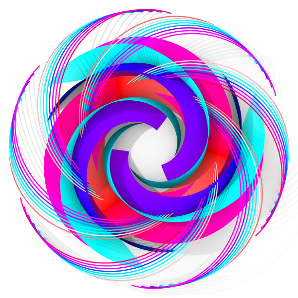 抽象的数字花。版本与红色，青色和蓝色图片下载