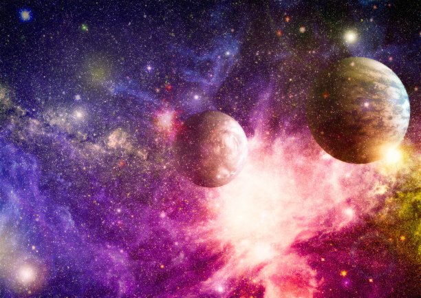 蓝色恒星粒子运动在黑色背景，星光星云在星系在宇宙空间背景。混乱的空间背景。这张照片的元素是由美国宇航局提供的。图片下载