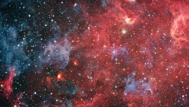 蓝色恒星粒子运动在黑色背景，星光星云在星系在宇宙空间背景。混乱的空间背景。这张照片的元素是由美国宇航局提供的。图片下载