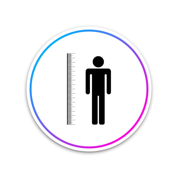 测量高度身体图标隔离在白色背景上。圈白色按钮。矢量图图片下载