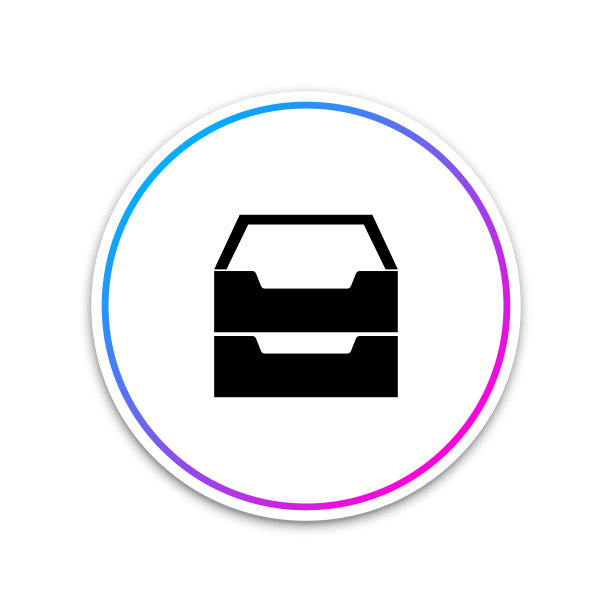 抽屉与文件图标孤立的白色背景。归档文件的抽屉里。文件柜的抽屉里。办公家具。圆形白色按钮。矢量图图片下载